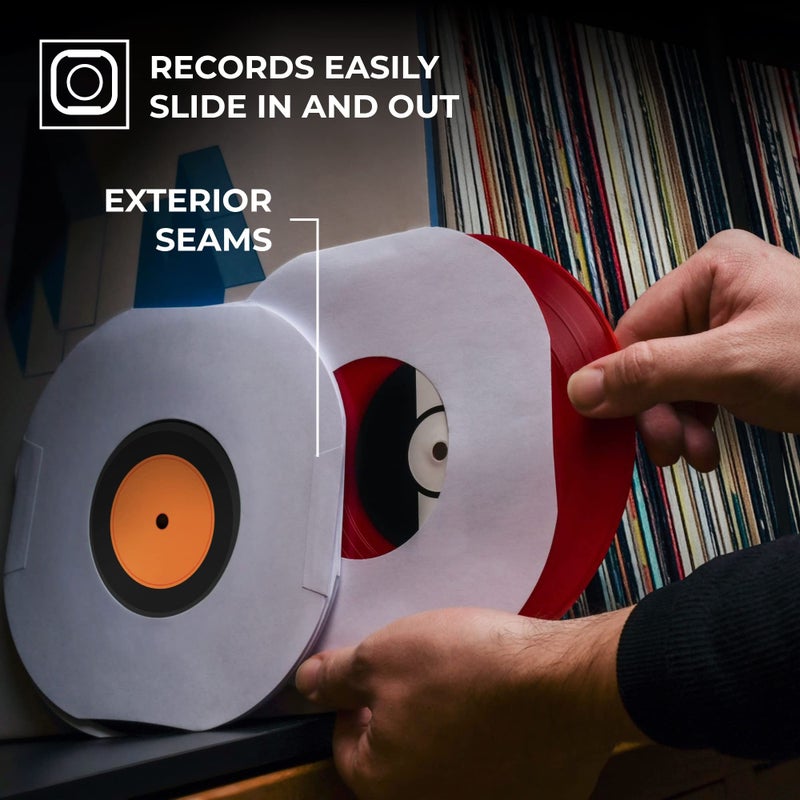 BIG FUDGE Vinyl Record Inner Sleeves 100x | Made from Heavyweight & Acid Free Paper | Album Covers with Round Corners for Easy Insert | Slim Record Jackets to Protect Your LPs & Singles | 7" - Image 3